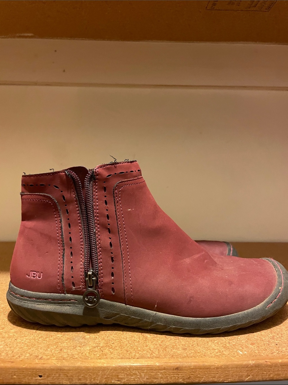 JBU Burgundy Side-Zip Ankle Boots